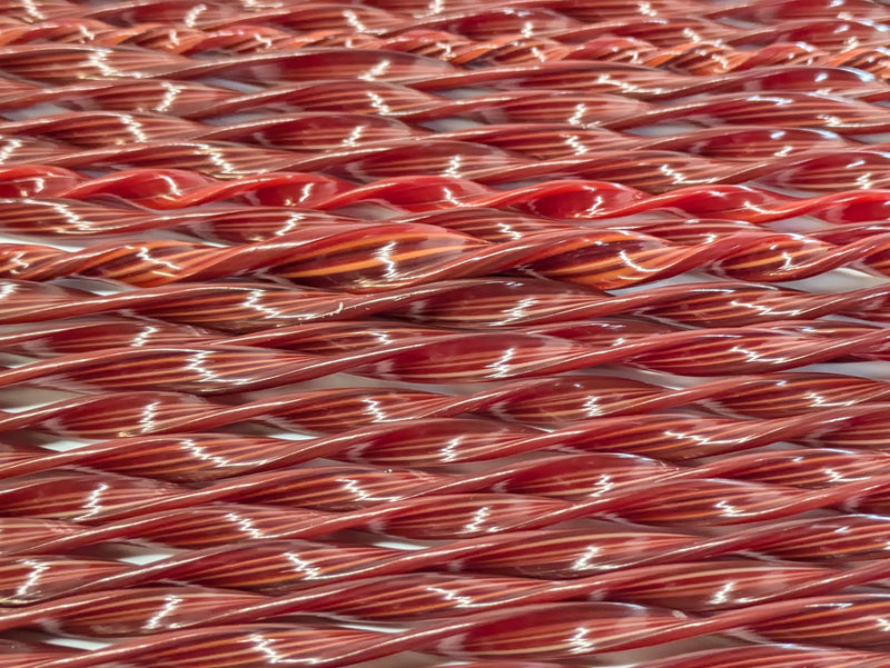 Red Flat Twisted Glass Cane COE096