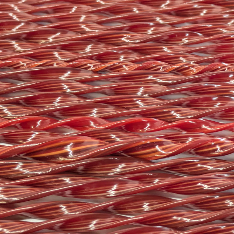 Red Flat Twisted Glass Cane COE096