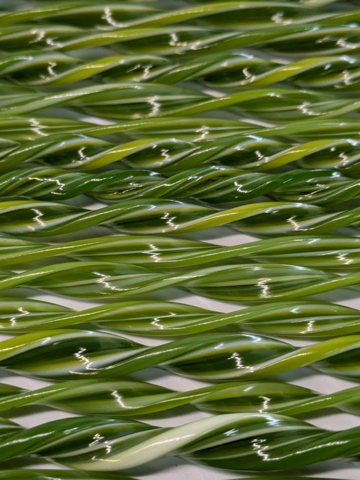 Green Flat Twisted Glass Cane COE096