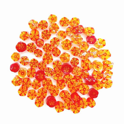 Red Carnation Flowers Millefiori Murrine COE096