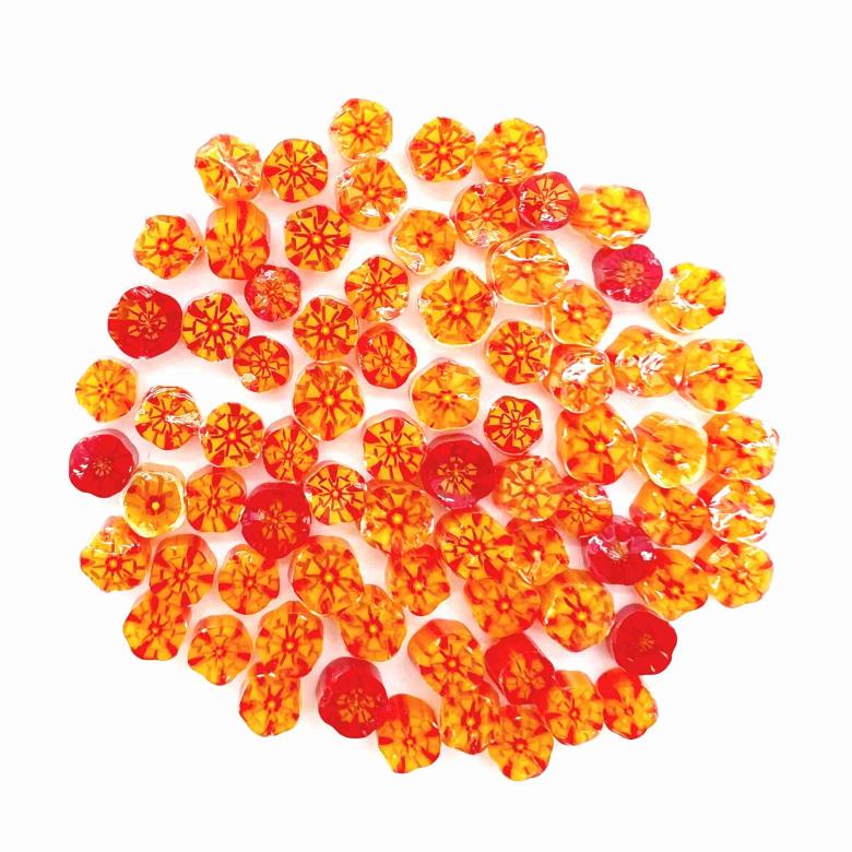 Red Carnation Flowers Millefiori Murrine COE096