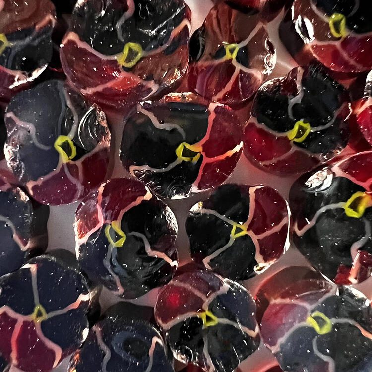Red Pansy Flower Millefiori Murrine COE090