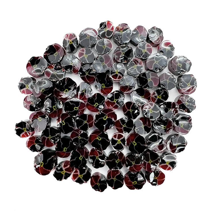 Red Pansy Flower Millefiori Murrine COE090
