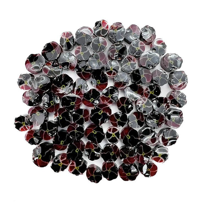 Red Pansy Flower Millefiori Murrine COE090