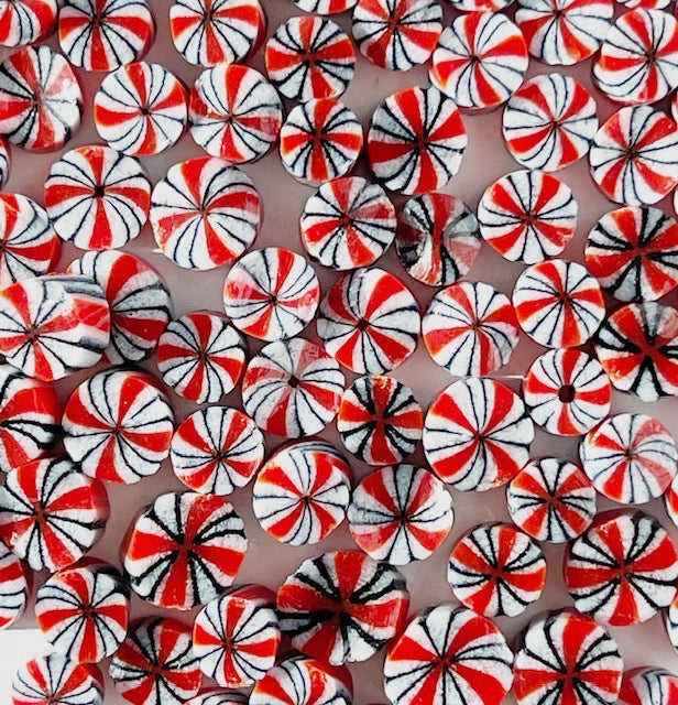 Starburst – Red, White and Sparkle Blue Millefiori Murrine COE090