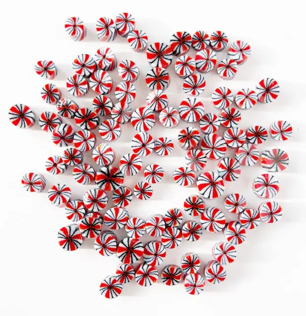 Starburst – Red, White and Sparkle Blue Millefiori Murrine COE090