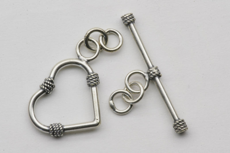 Sterling Silver Heart Wrapped Wire Toggle
