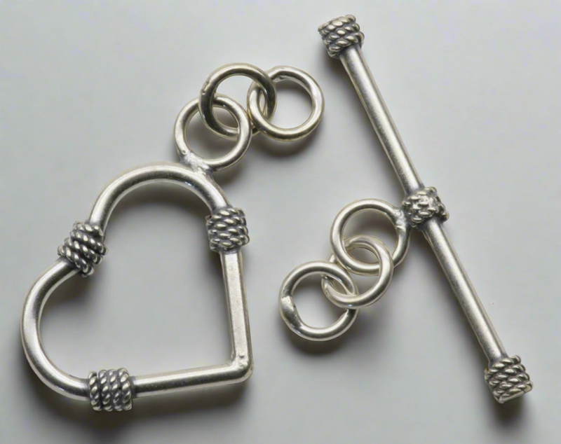 Sterling Silver Heart Wrapped Wire Toggle