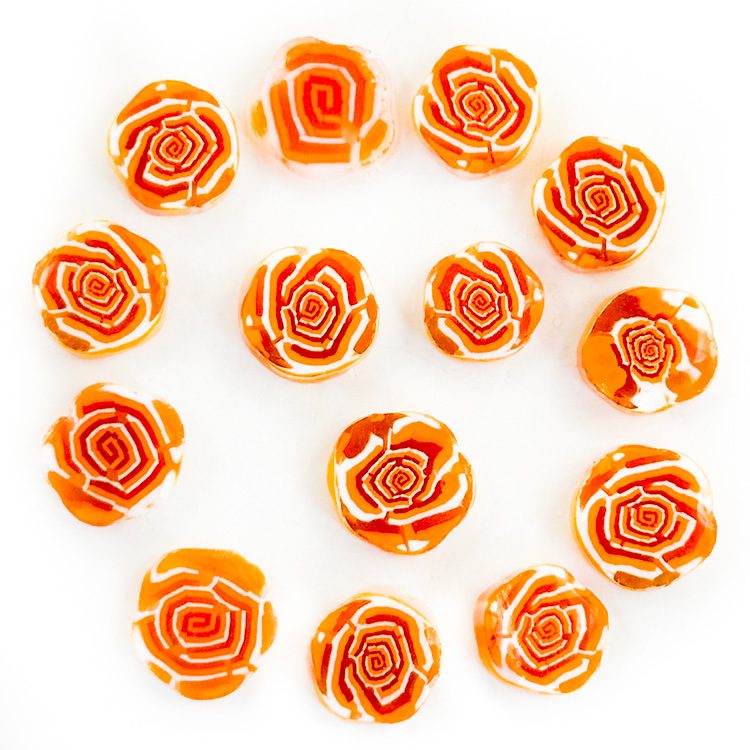 Orange Roses - Large Flower Millefiori Murrine COE096