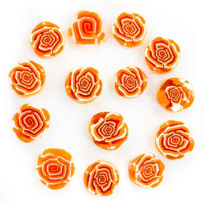 Orange Roses - Large Flower Millefiori Murrine COE096