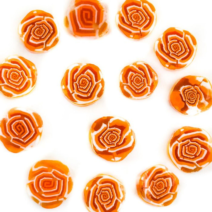 Orange Roses - Large Flower Millefiori Murrine COE096