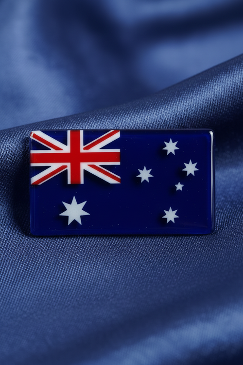Australian flag fused glass with matching background