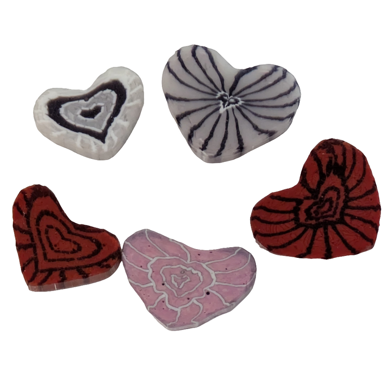 Mixed Extra Large Hearts Millefiori Murrine COE096