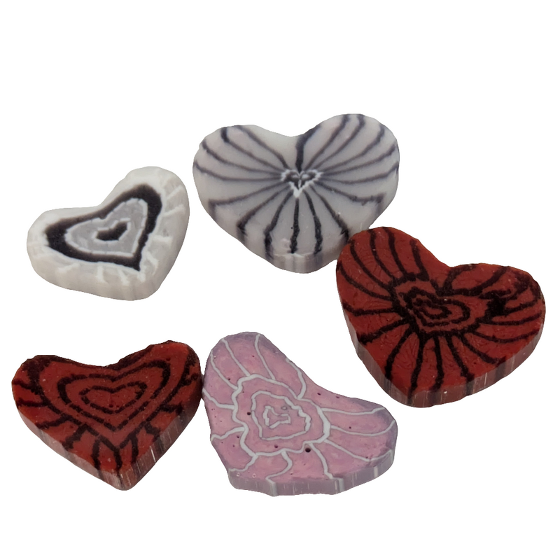 Mixed Extra Large Hearts Millefiori Murrine COE096
