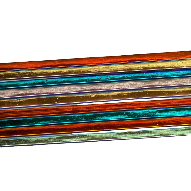 10 Mixed Dichroic Noodles on Black Glass COE104