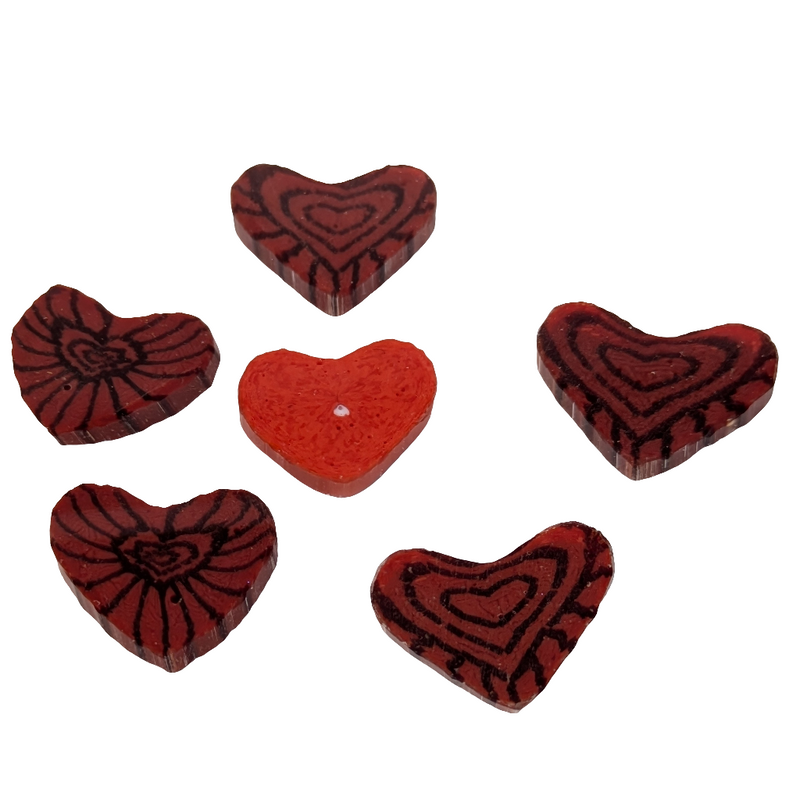 Red Extra Large Hearts Millefiori Murrine COE096