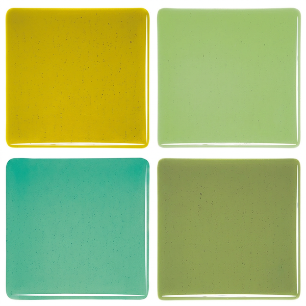 Chartreuse, Light Green, Emerald Green and Olive Green transparent Studio Squares