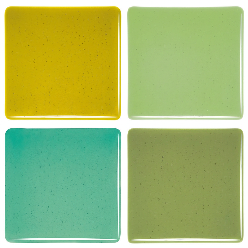 Chartreuse, Light Green, Emerald Green and Olive Green transparent Studio Squares
