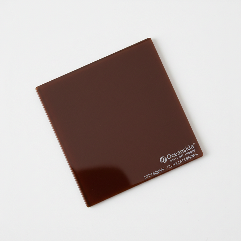 Chocolate 10cm Square Glass - Front View