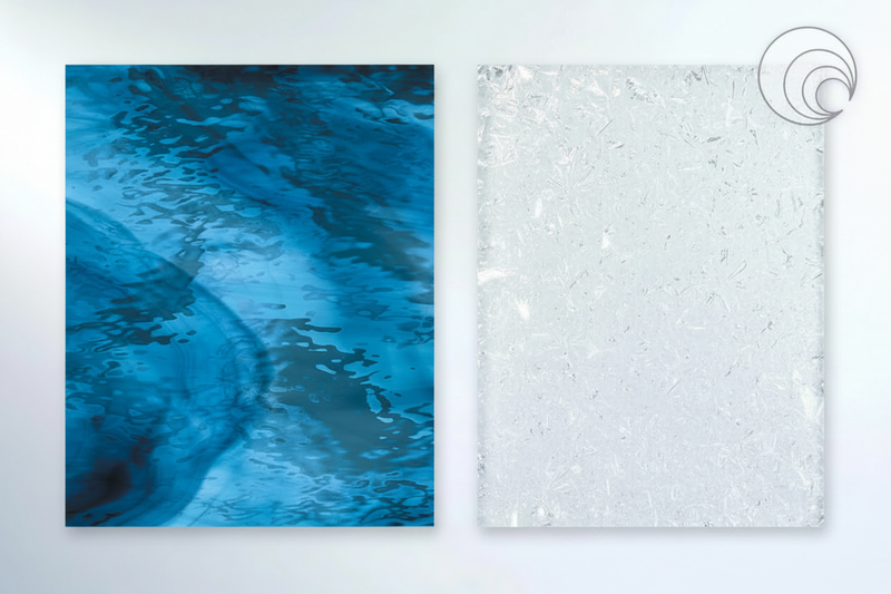 Deep Steel/Sky Blue Waterglass & Icicle Clear Transparent Oceanside Sheets