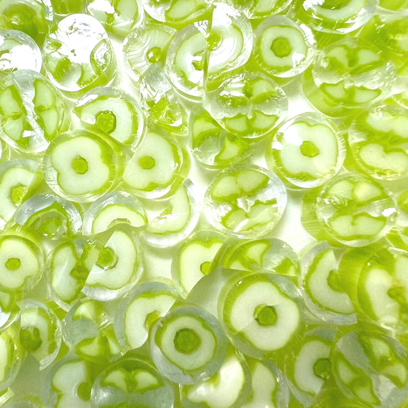 Spring Green Flower and Flower Halves Millefiori Murrine Float Glass
