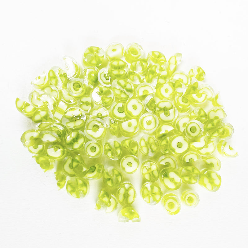 Spring Green Flower and Flower Halves Millefiori Murrine Float Glass
