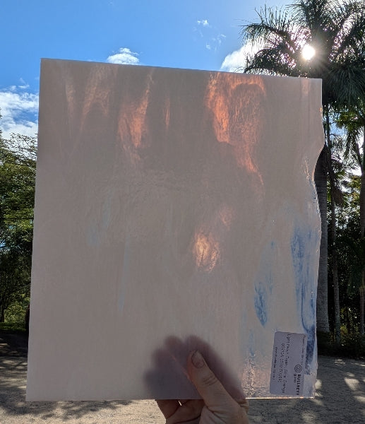 Bullseye Glascadia: Light Peach Cream, Coral Orange Tint Bullseye Sheet 610A 3MM