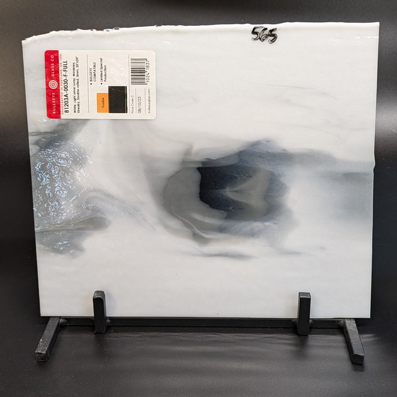 Bullseye Glascadia: White, Light Silver Grey Bullseye Sheet 81203A 3MM