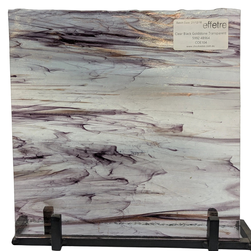 Clear Black Goldstone Transparent Effetre Sheet 964