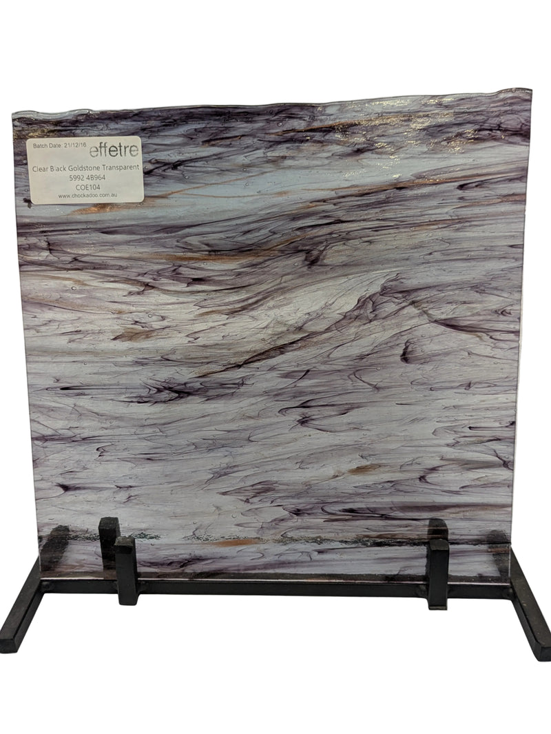 Clear Black Goldstone Transparent Effetre Sheet 964