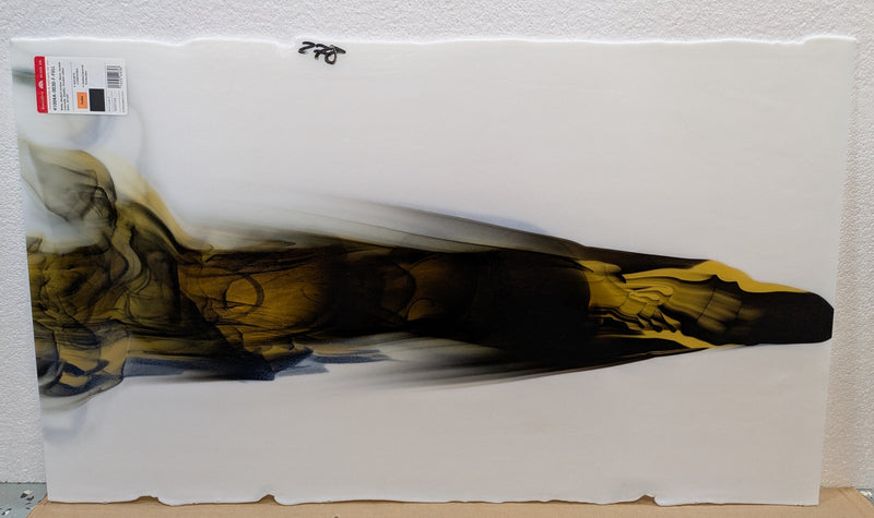 Bullseye Glascadia: White Opaque, Medium Amber Transparent, Black Opaque Bullseye Full Sheet 41004A