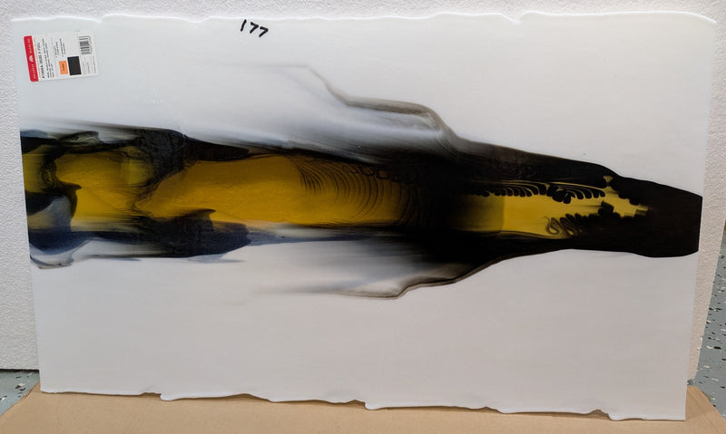 Bullseye Glascadia: White Opaque, Medium Amber Transparent, Black Opaque Bullseye Full Sheet 41004A