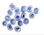 Clear murrine with blue rings and centers