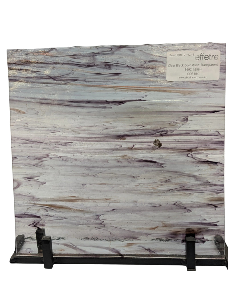 Clear Black Goldstone Transparent Effetre Sheet 964