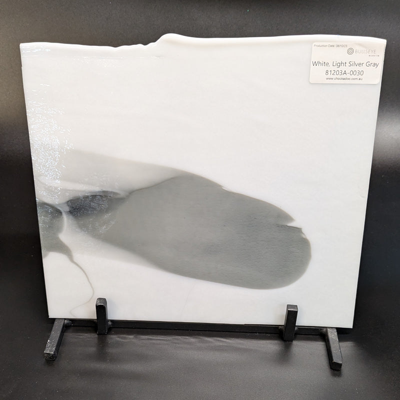 Bullseye Glascadia: White, Light Silver Grey Bullseye Sheet 81203A 3MM