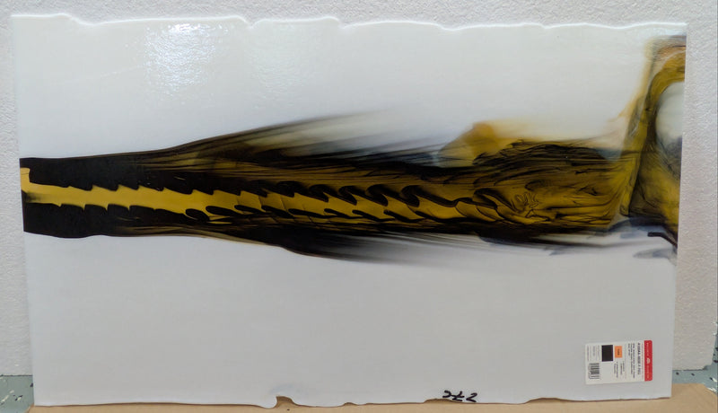 Bullseye Glascadia: White Opaque, Medium Amber Transparent, Black Opaque Bullseye Full Sheet 41004A