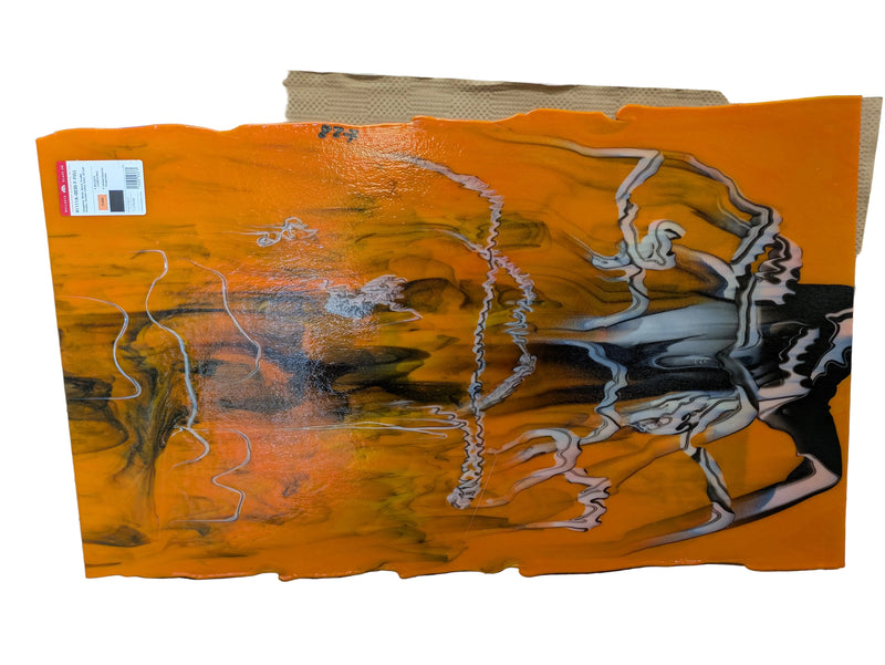 Bullseye Glascadia: Tangerine, White, Black Opaque Bullseye Sheet 41111A 3MM