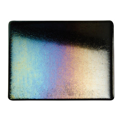 Black, Reeded Texture with Rainbow Iridescent Opaque Bullseye Sheet 100 3MM