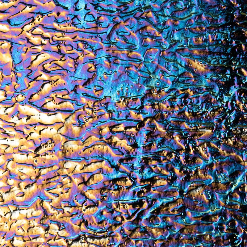 Black, Granite Texture, Iridescent, Rainbow Opaque Bullseye Sheet 100 3MM
