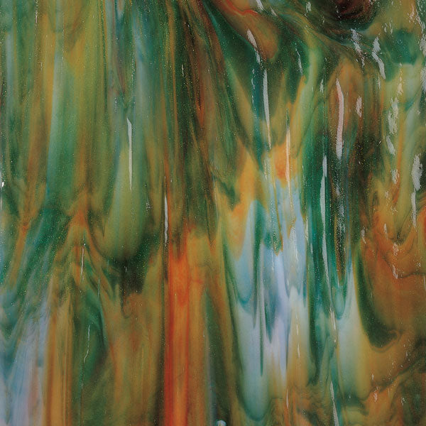 White, Orange Opal, Deep Forest Green Streaky Bullseye Sheet 3123 3MM