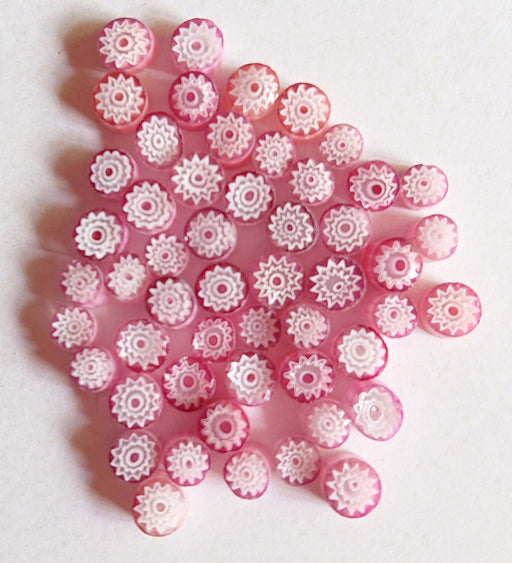 Pink Snowflakes Millefiori - chockadoo