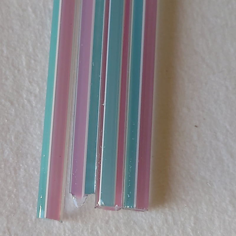 Teal, Pink and White Stripes Transparent Lauscha Rod SNT110