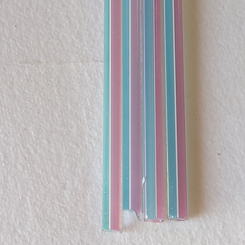 Teal, Pink and White Stripes Transparent Lauscha Rod SNT110