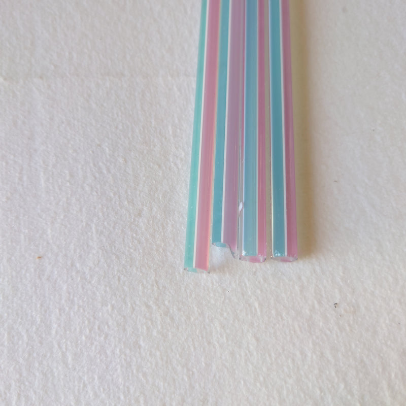 Teal, Pink and White Stripes Transparent Lauscha Rod SNT110
