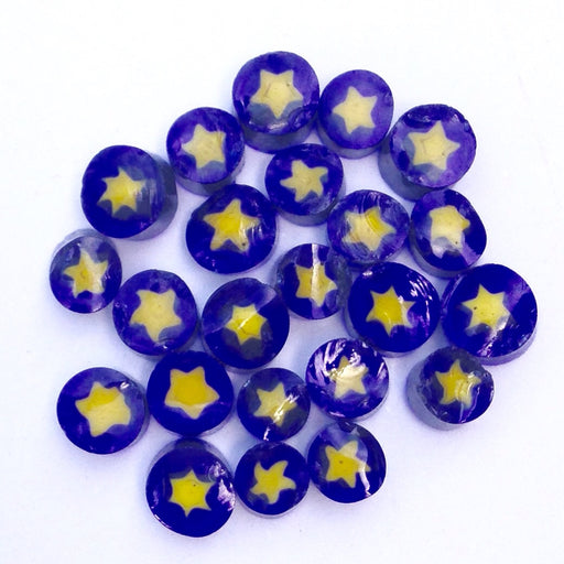 Yellow Stars on Blue Millefiori - chockadoo